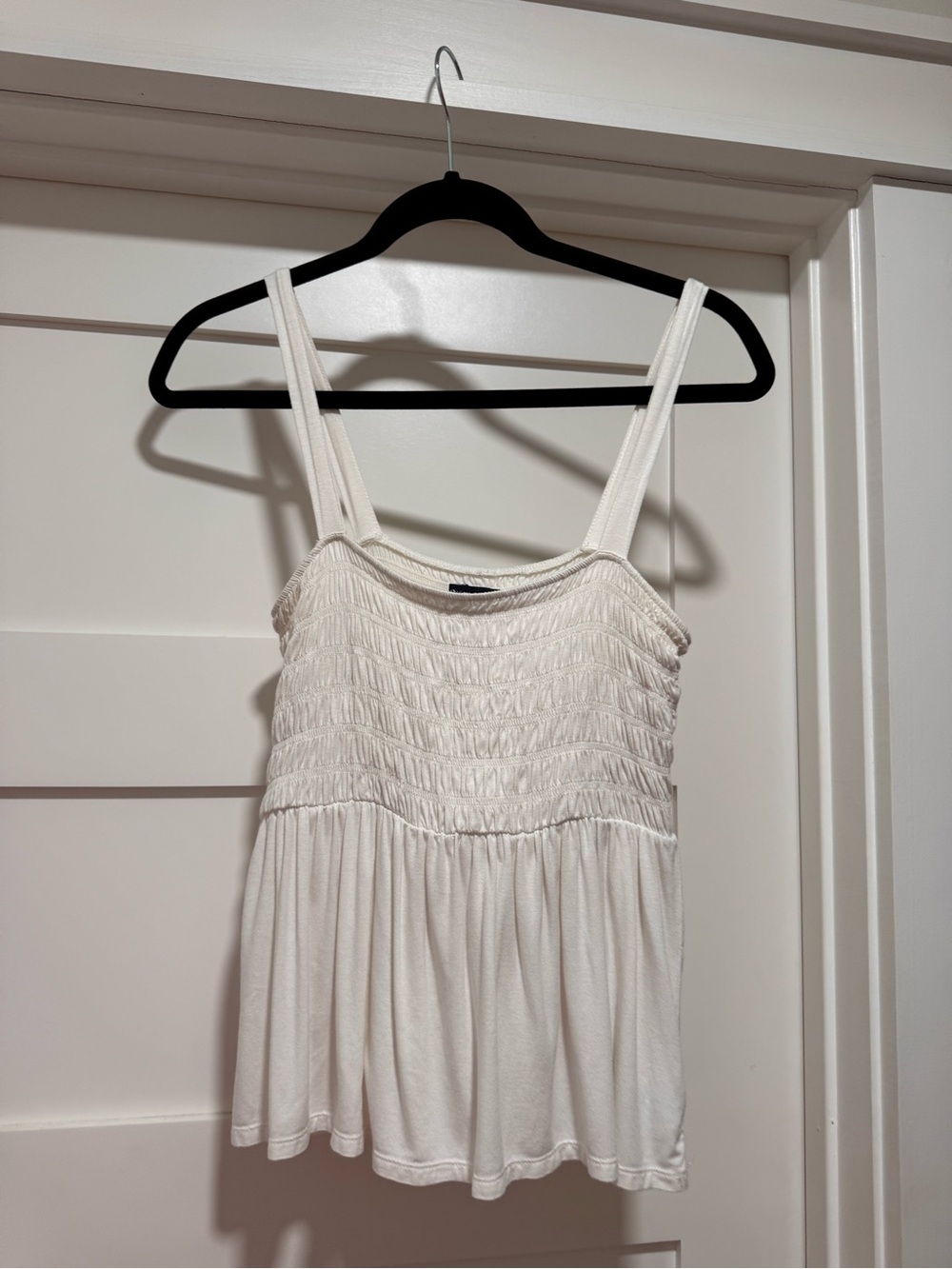 American Eagle Outfitters White Smocked Tank Top